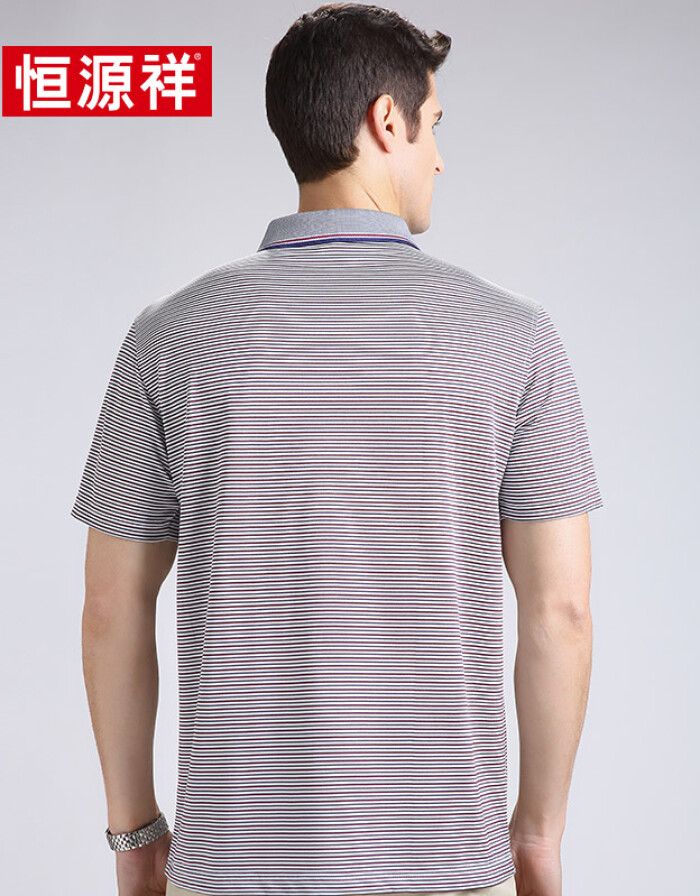恒源祥中年男士桑蚕丝短袖Polo衫 夏日商务休闲的优雅之选
